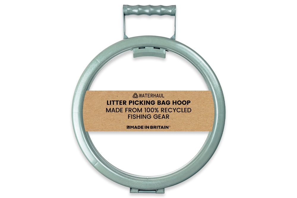 Recycled ocean plastic litter picking bag hoop, lightweight and durable, designed for easy rubbish collection.